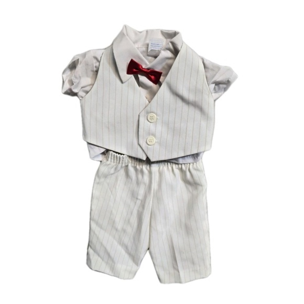 Vintage Baby Boys Vest Dressy Set 0-3 Months Striped Lot Of 3